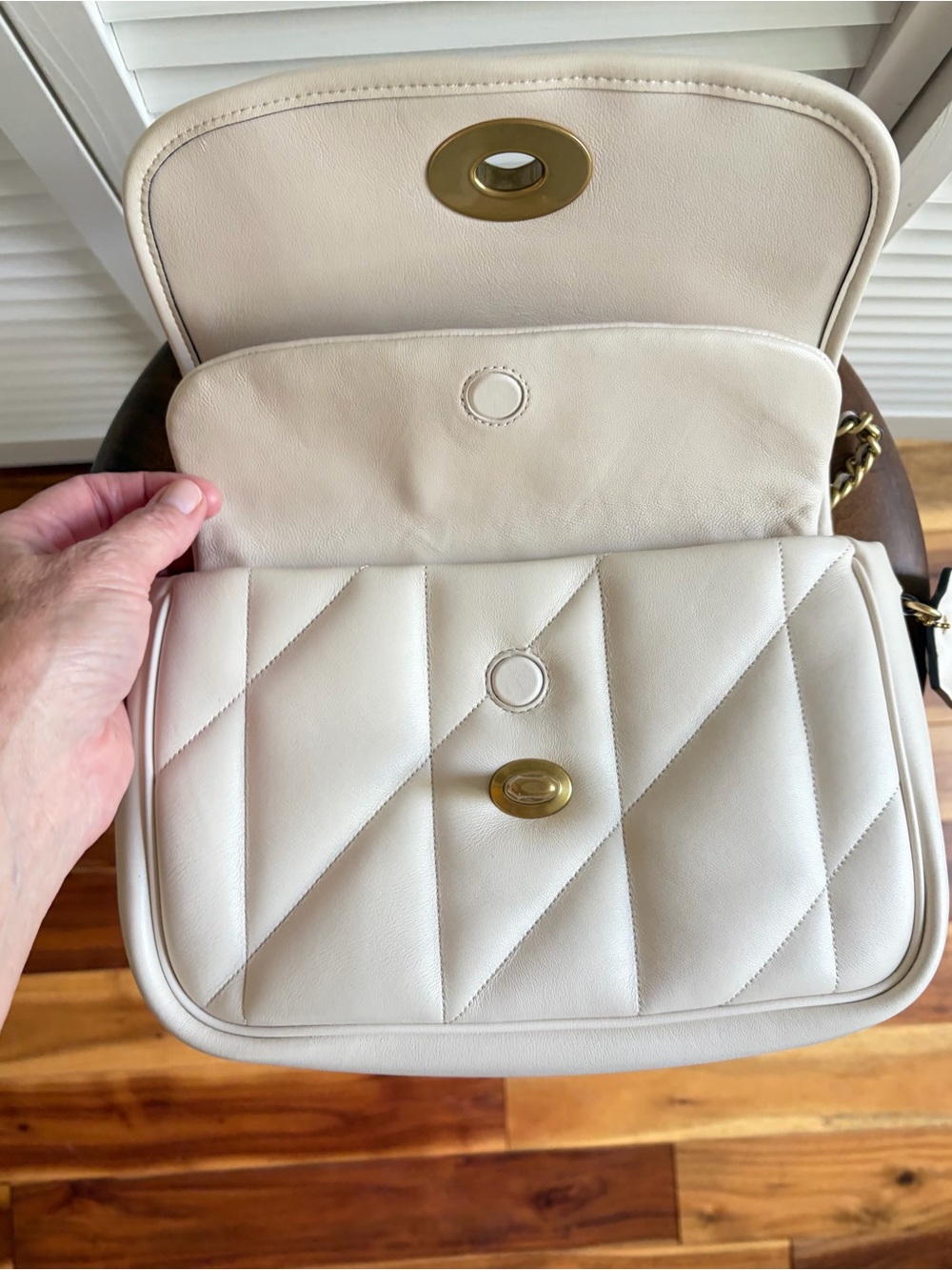 Coach Pillow Madison Quilted Leather Chalk Color - Picture 9 of 12